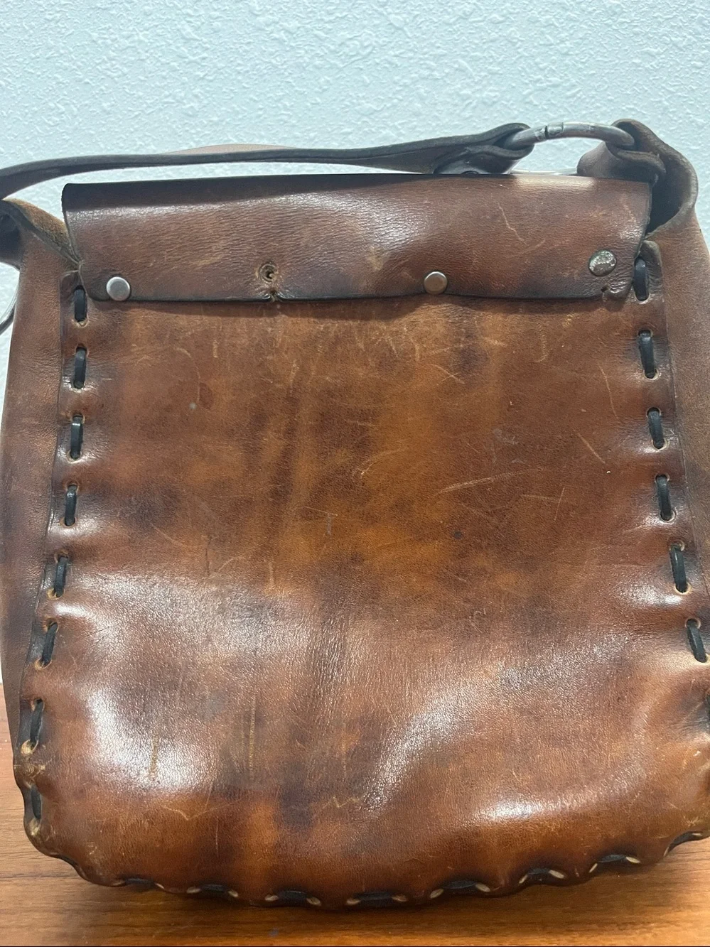 1970’ Genuine Leather Floral Hobo Bag